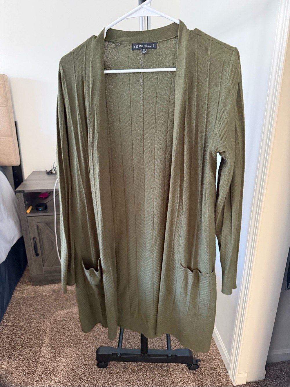 Olive Open-Front Women's Cardigan Sweater